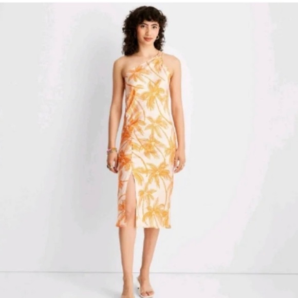 Future Collective with Alani Noelle Midi Slit One Shoulder Tropical Dress - Picture 3 of 8